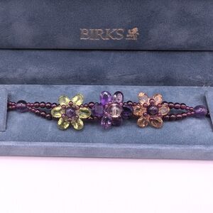 Floral Peridot Amethyst Garnet & Citrine Bracelet
